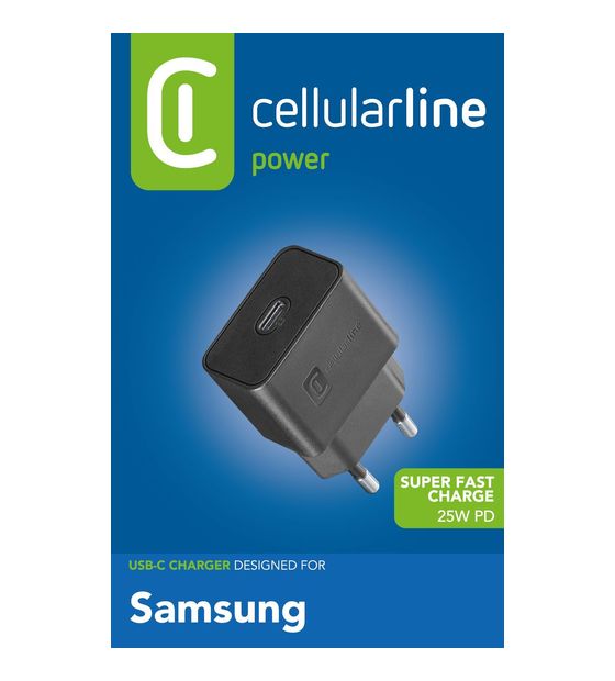Cellular Line Super Fast Charger 25W - Samsung Netzladegerät USB-C Super Fast Charge PD 25W f&uuml;r 16,99 Euro