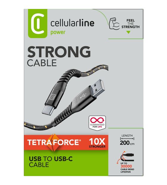 Cellular Line Tetra Force Cable USB A auf bis 15 W 2 m  (Schwarz) f&uuml;r 16,99 Euro