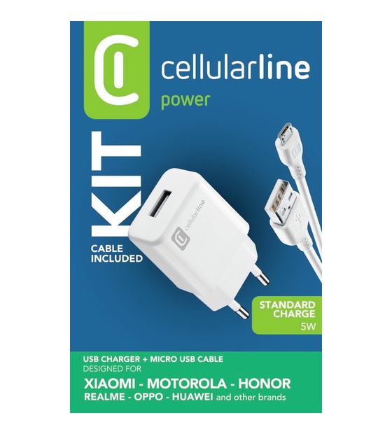 Cellular Line USB Charger Kit 1A - Micro USB - Huawei, Xiaomi, Wiko, Asus and other smartphone f&uuml;r 12,99 Euro