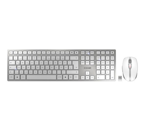 Cherry DW9100 Slim Universal Tastatur RF Wireless + Bluetooth 2.4 - 2.4835 GHz  (Silber) f&uuml;r 124,48 Euro