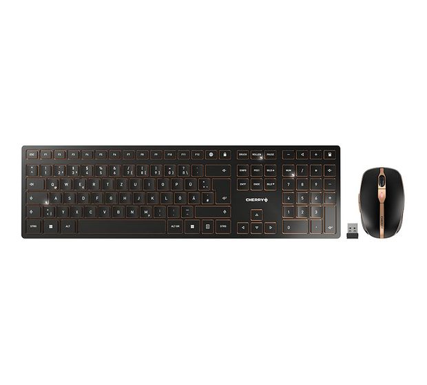 Cherry DW9100 Slim Universal Tastatur RF Wireless + Bluetooth 2.4 - 2.4835 GHz  (Schwarz) f&uuml;r 124,48 Euro