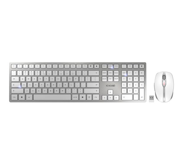 Cherry DW9100 Slim Universal Tastatur RF Wireless + Bluetooth 2.4 - 2.4835 GHz  (Silber) f&uuml;r 124,48 Euro
