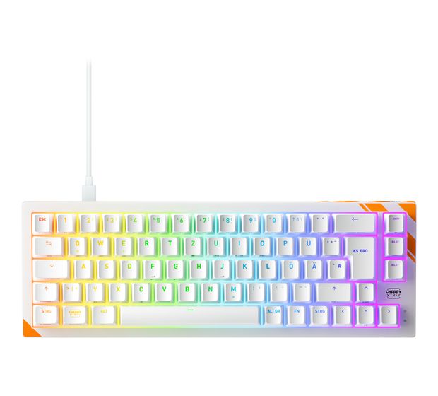 Cherry K5 Pro TMR Compact RGB-LED Gaming Tastatur USB  (Orange, Weiß) f&uuml;r 186,99 Euro