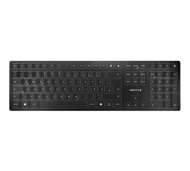 Cherry KW9100 Slim Universal Tastatur RF Wireless + Bluetooth 2.4 - 2.4835 GHz  (Schwarz) f&uuml;r 77,80 Euro