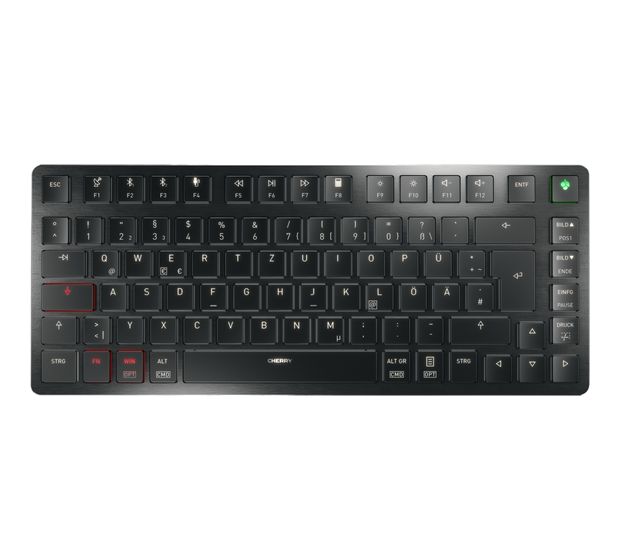 Cherry KWXULP 2.0 Mini LED Heimbüro Tastatur USB + RF Wireless + Bluetooth 2.4 GHz  (Schwarz) f&uuml;r 212,99 Euro