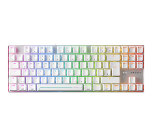 Cherry MX8.2 Pro TMR Wireless RGB-LED Gaming Tastatur USB + RF Wireless + Bluetooth 2.4 GHz  (Silber, Weiß) f&uuml;r 283,99 Euro