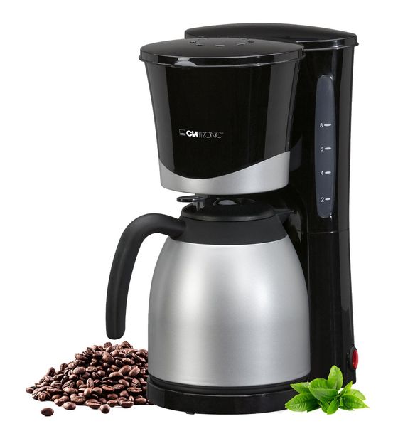 Clatronic KA3327 10 Tassen Thermo Filterkaffeemaschine  (Schwarz, Edelstahl) f&uuml;r 34,49 Euro