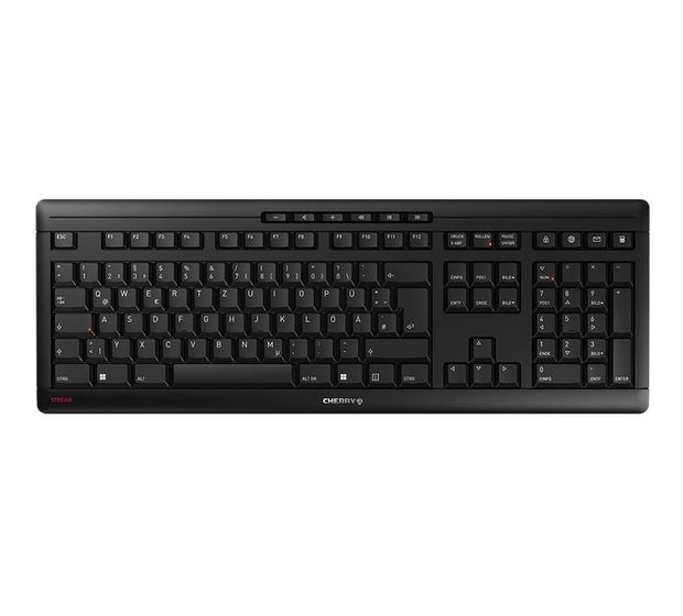 Cherry JK-8550DE-2 Stream Universal Tastatur RF kabellos + USB 2.4 - 2.4835 GHz  (Schwarz) f&uuml;r 51,86 Euro