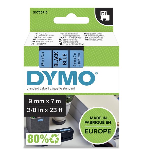 Dymo DYMO Original D1-Etikettenband | schwarz auf blau | 9 mm x 7 m | selbstklebendes Schriftband | für LabelManager-Beschriftungsgerät f&uuml;r 18,08 Euro