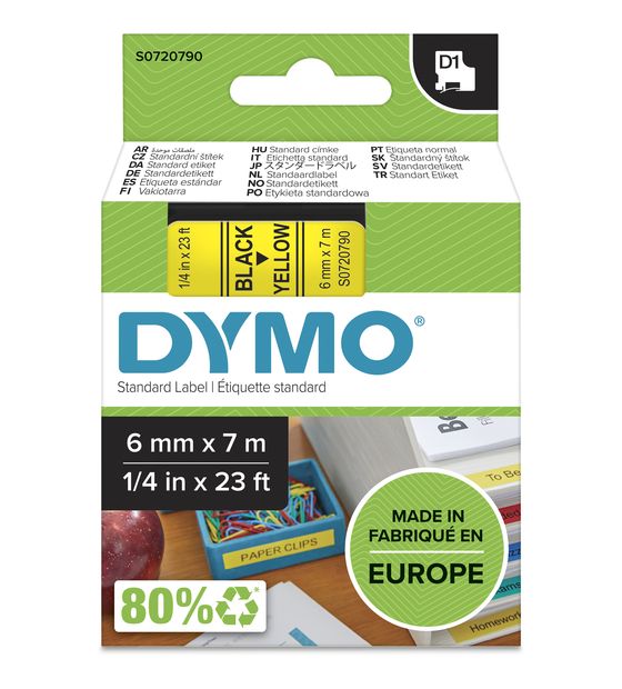 Dymo DYMO Original D1-Etikettenband | schwarz auf gelb | 6 mm x 7 m | selbstklebendes Schriftband | für LabelManager-Beschriftungsgerät f&uuml;r 16,89 Euro