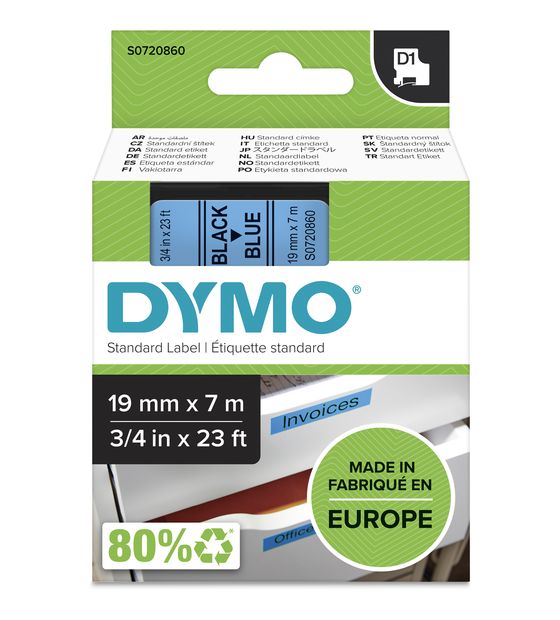 Dymo DYMO Original D1-Etikettenband | schwarz auf blau | 19 mm x 7 m | selbstklebendes Schriftband | für LabelManager-Beschriftungsgerät f&uuml;r 24,98 Euro