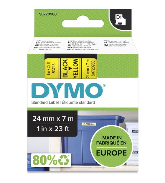 Dymo DYMO Original D1-Etikettenband | schwarz auf gelb | 24 mm x 7 m | selbstklebendes Schriftband | für LabelManager-Beschriftungsgerät f&uuml;r 28,49 Euro