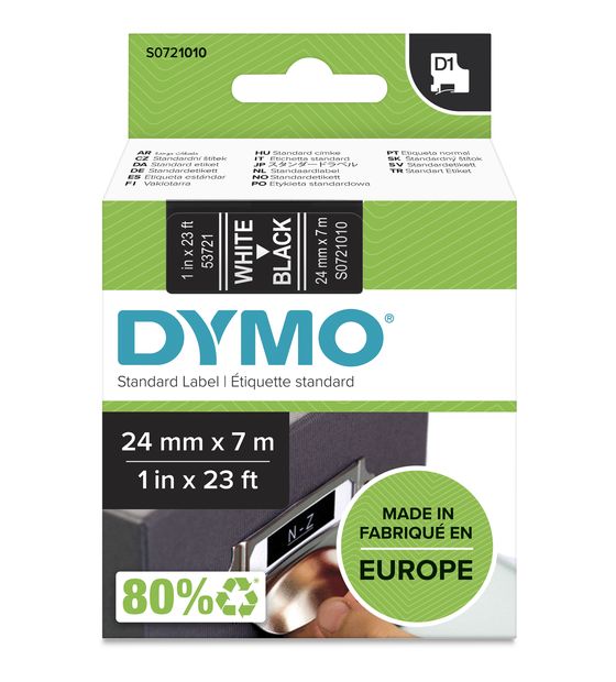 Dymo DYMO Original D1-Etikettenband | weiß auf schwarz | 24 mm x 7 m | selbstklebendes Schriftband | für LabelManager-Beschriftungsgerät f&uuml;r 28,79 Euro