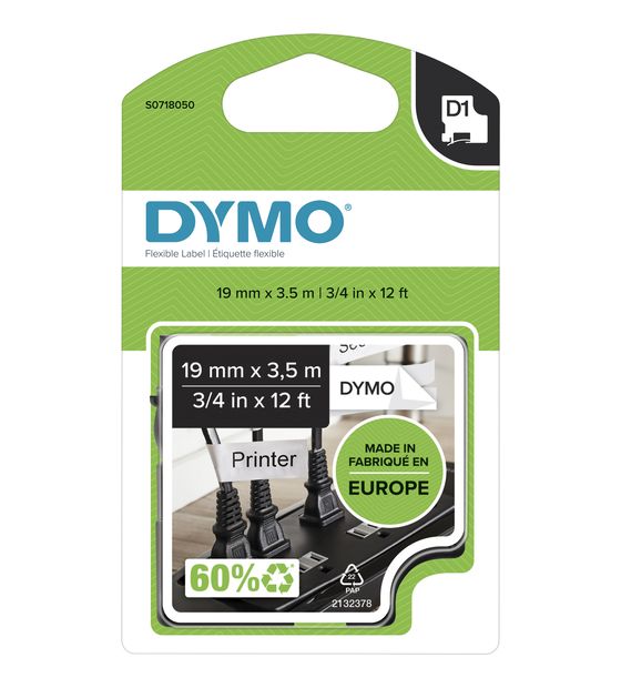 Dymo DYMO Original D1 Hochleistungs-Etikettenband | schwarz auf weiß |19 mm x 3,5 m | permanent haftendes Nylon- Schriftband | für LabelManager-Beschriftungsgerät f&uuml;r 24,98 Euro