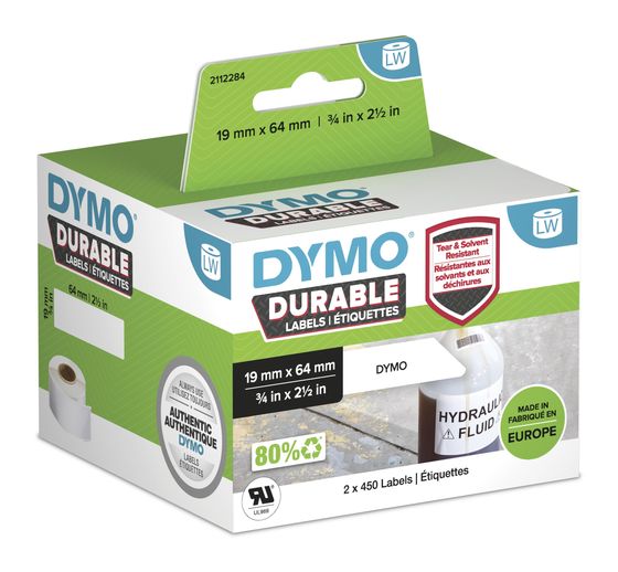 Dymo DYMO Original LabelWiter Hochleistungs-Etiketten | 19 mm x 64 mm | weißes Kunststoff-Etikett | Rolle mit 900 Etiketten | für LabelWriter-Beschriftungsgerät f&uuml;r 102,99 Euro