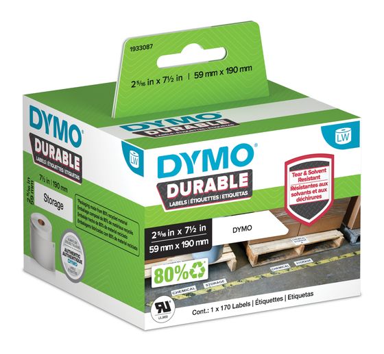 Dymo DYMO Original LabelWriter Hochleistungs-Etiketten | 59 mm x 190 mm | weißes Kunststoff-Etikett | Rolle mit 170 Etiketten | für LabelWriter-Beschriftungsgerät f&uuml;r 141,99 Euro