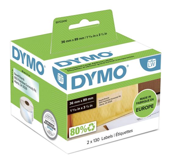 Dymo DYMO Original LabelWriter Adressetiketten (groß) | 36 mm x 89 mm | 12 Rollen mit je 130 leicht ablösbaren Etiketten (1.560 Etiketten) | selbstklebende Etiketten | für LabelWriter-Beschriftungsgerät f&uuml;r 137,99 Euro