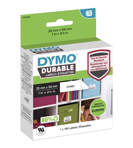Dymo DYMO Original LabelWriter Hochleistungs-Etiketten | 25 mm x 54 mm | weißes Kunststoff-Etikett | Rolle mit 160 Etiketten | für LabelWriter-Beschriftungsgerät f&uuml;r 27,99 Euro