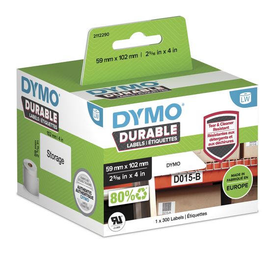 Dymo DYMO Original LabelWriter Hochleistungs-Etiketten | 59 mm x 102 mm | weißes Kunststoff-Etikett | Rolle mit 300 Etiketten | für LabelWriter-Beschriftungsgerät f&uuml;r 134,99 Euro