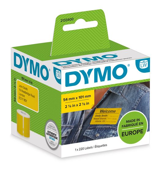 Dymo DYMO Original LabelWriter Versandetiketten / Namensschilder (Groß) | Schwarz auf gelb | 54 mm x 101 mm | Selbstklebend | Rolle mit 220 Easy-Peel-Etiketten |für LabelWriter Etikettendrucker f&uuml;r 26,99 Euro