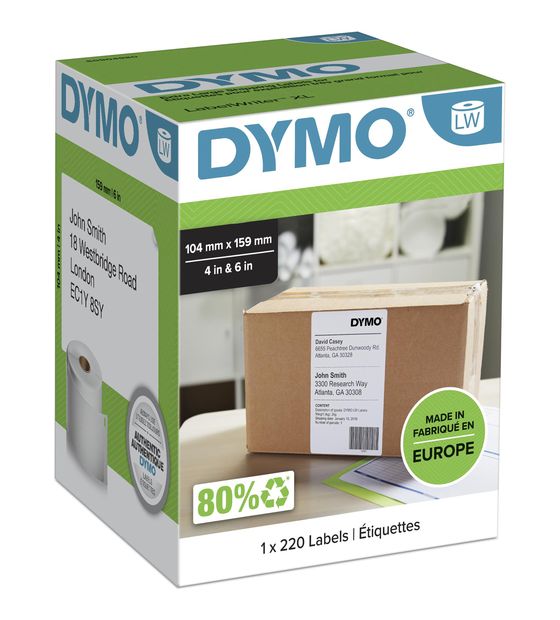 Dymo DYMO Original LabelWriter Versandetiketten (Extragroß) für LabelWriter 5XL/4XL-Etikettendrucker | 104 mm x 159 mm | Rolle mit 220 Etiketten | selbstklebend | für LabelWriter Beschriftungsgerät f&uuml;r 31,49 Euro