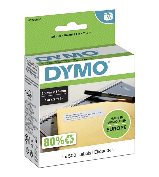 Dymo DYMO Original LabelWriter Rücksendeadressetiketten | 25 mm x 54 mm | Rolle mit 500 leicht ablösbaren Etiketten | selbstklebend | Beschriftungsgerät für LabelWriter Etikettendrucker f&uuml;r 16,99 Euro