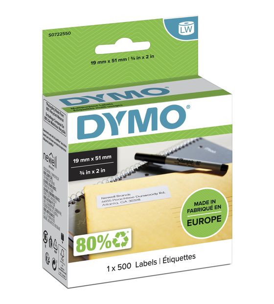Dymo DYMO Original LabelWriter Mehrzwecketiketten/-Rücksendeetiketten | 19 mm x 51 mm | Rolle mit 500 leicht ablösbare Etiketten | selbstklebend | für LabelWriter Etikettendrucker und Beschriftungsgerät f&uuml;r 17,49 Euro