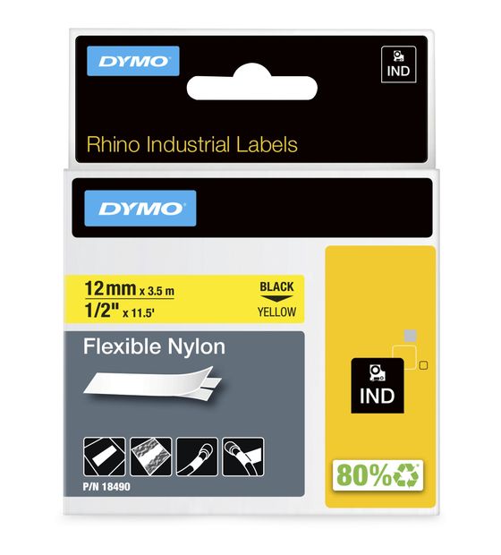 Dymo DYMO Rhino Industrie Nylonetiketten | flexibel | 12 mm x 3,5 m | schwarz auf gelbe | selbstklebendes Schriftband | fur DYMO Rhino und LabelManager Beschriftungsgerät f&uuml;r 23,07 Euro