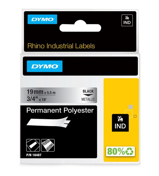 Dymo DYMO Rhino Industrie Permanente Polyesteretiketten | 6 mm x 5,5 m | Schwarz auf Metallic | selbstklebendes Schriftband | für DYMO Rhino und LabelManager Beschriftungsgerät f&uuml;r 23,07 Euro