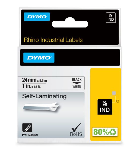 Dymo DYMO Rhino Industrie selbstlaminierende etiketten | 24 mm x 5,5 m | Schwarz auf Weiß | für DYMO Rhino Beschriftungsgerät f&uuml;r 27,36 Euro