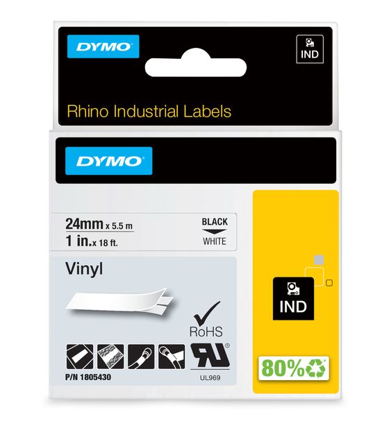 Dymo DYMO Rhino-Industrie-Vinyletiketten | 24 mm x 5,5 m | schwarzer Druck auf weißem Untergrund | selbstklebendes Schriftband f&uuml;r 27,36 Euro