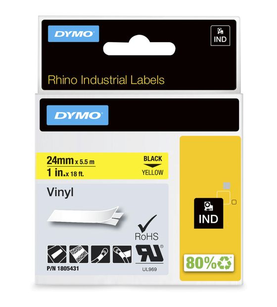 Dymo DYMO Rhino-Industrie-Vinyletiketten | 24 mm x 5,5 m | schwarz auf gelb | selbstklebendes Schriftband | für DYMO Rhino und LabelManager Beschriftungsgerät f&uuml;r 27,36 Euro