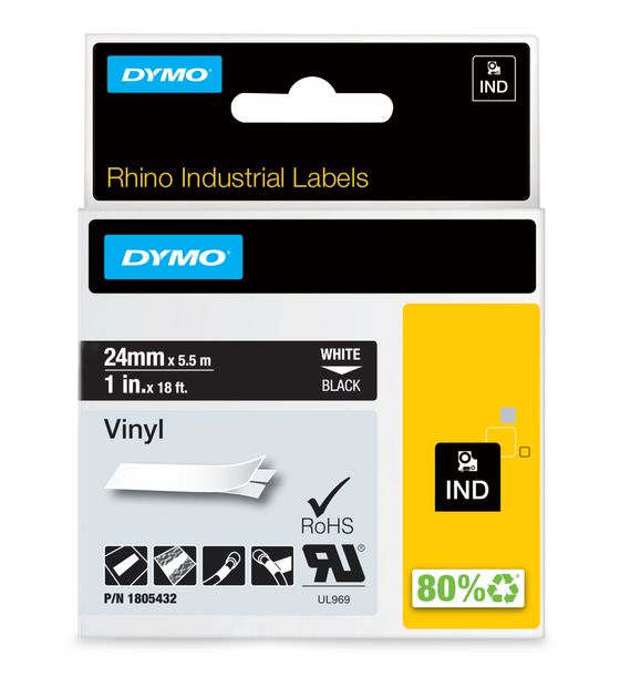 Dymo DYMO Rhino-Industrie-Vinyletiketten | 24 mm x 5,5 m | weiß auf schwarz | selbstklebendes Schriftband | für DYMO Rhino und LabelManager Beschriftungsgerät f&uuml;r 27,36 Euro