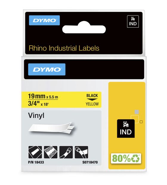Dymo DYMO Rhino-Industrie-Vinyletiketten | 19 mm x 5,5 m | schwarz auf gelb | selbstklebendes Schriftband | für DYMO Rhino und LabelManager Beschriftungsgerät f&uuml;r 23,07 Euro