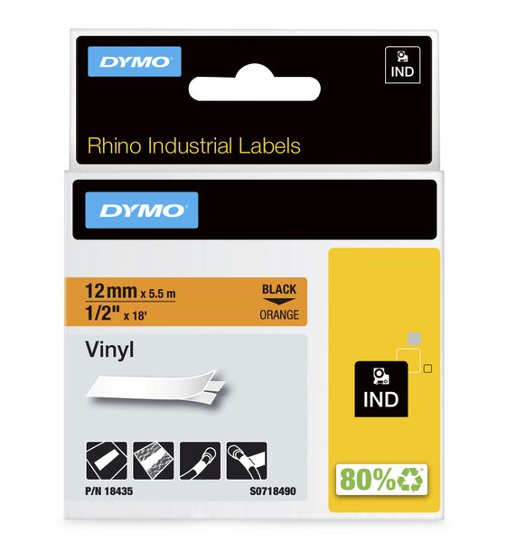 Dymo DYMO Rhino-Industrie-Vinyletiketten | 12 mm x 5,5 m | schwarz auf orange | selbstklebendes Schriftband | für DYMO Rhino und LabelManager Beschriftungsgerät f&uuml;r 20,58 Euro