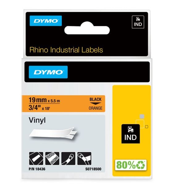 Dymo DYMO Rhino-Industrie-Vinyletiketten | 19 mm x 5,5 m | schwarz auf orange | selbstklebendes Schriftband | für DYMO Rhino und LabelManager Beschriftungsgerät f&uuml;r 23,07 Euro