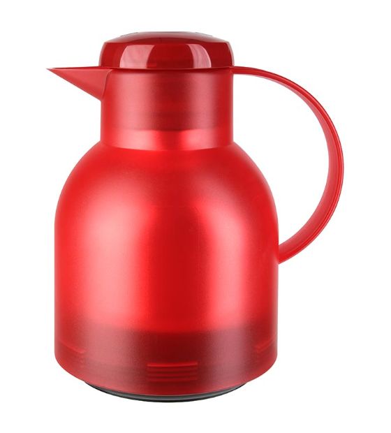 EMSA 504232 SAMBA Quick Press Isolierkanne 1,0l Glas-Isolierkolben  (Rot, Durchscheinend) f&uuml;r 14,99 Euro