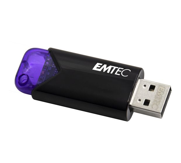 Emtec B110 Click Easy USB Typ-A Stick 128 GB  (Schwarz, Violett) f&uuml;r 14,99 Euro