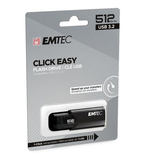 Emtec B110 Click Easy USB Typ-A Stick 512 GB  (Schwarz) f&uuml;r 63,99 Euro