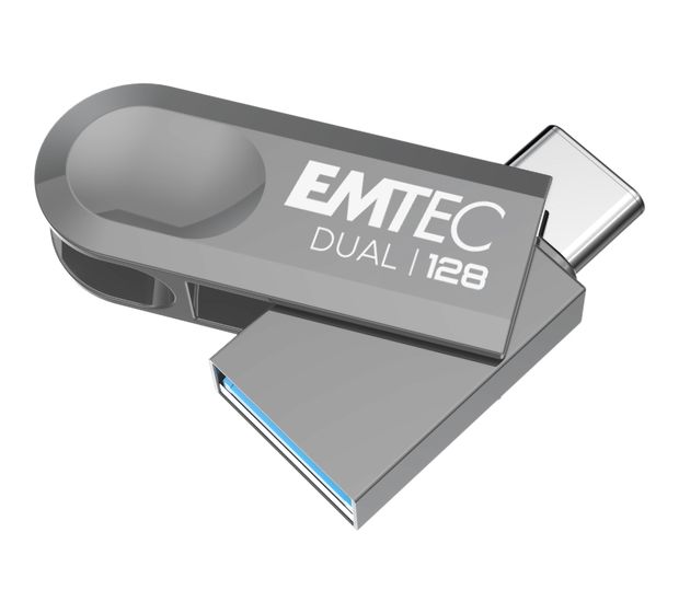 Emtec D280 Dual USB Type-A / USB Type-C Stick 128 GB  (Silber) f&uuml;r 25,99 Euro