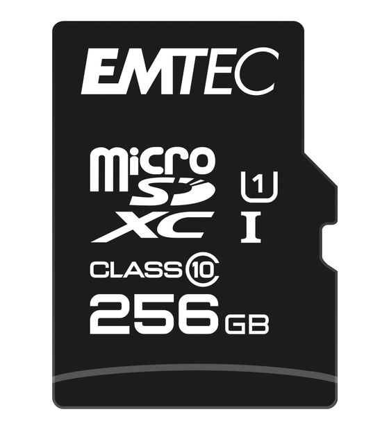 Emtec ECMSDM256GXC10GP MicroSDXC Speicherkarte 256 GB Class 1 (U1) Klasse 10 f&uuml;r 64,99 Euro
