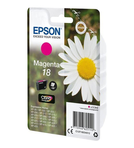 Epson 18 C13T18034012 originale Druckerpatronen Magenta 3,3 ml f&uuml;r 14,99 Euro