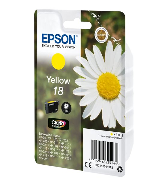 Epson 18 C13T18044012 originale Druckerpatronen Gelb 3,3 ml f&uuml;r 14,99 Euro