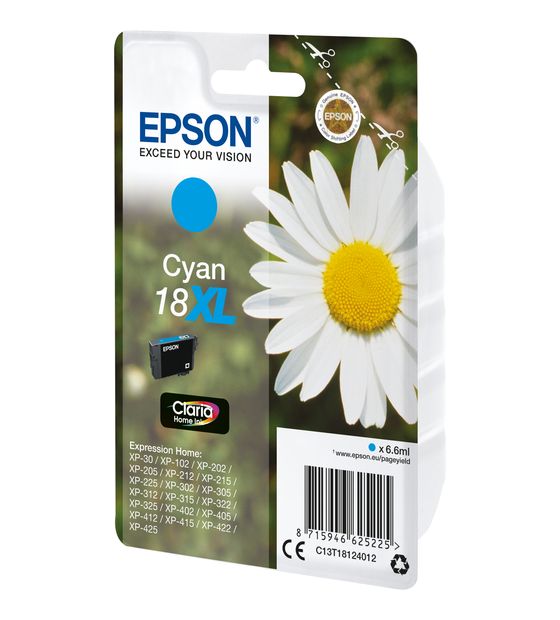 Epson 18XL C13T18124012 originale Druckerpatronen Cyan 6,6 ml f&uuml;r 23,99 Euro
