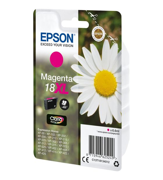 Epson 18XL C13T18134012 originale Druckerpatronen Magenta 6,6 ml f&uuml;r 23,99 Euro