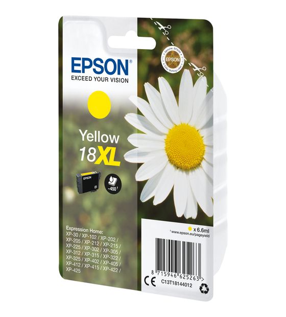 Epson 18XL C13T18144012 originale Druckerpatronen Gelb 6,6 ml f&uuml;r 23,99 Euro