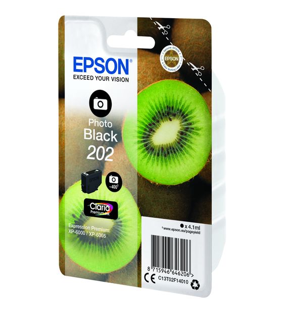 Epson 202 C13T02F14010 originale Druckerpatronen Foto schwarz 4,1 ml 400 Seiten f&uuml;r 16,99 Euro