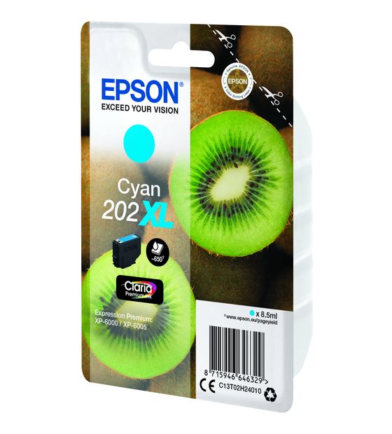 Epson 202XL C13T02H24010 originale Druckerpatronen Cyan 8,5 ml f&uuml;r 26,49 Euro