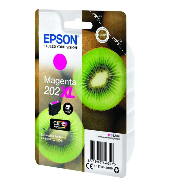 Epson 202XL C13T02H34010 originale Druckerpatronen Magenta 8,5 ml f&uuml;r 26,49 Euro
