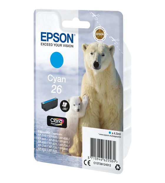 Epson 26 C13T26124012 originale Druckerpatronen Cyan 4,5 ml f&uuml;r 16,99 Euro